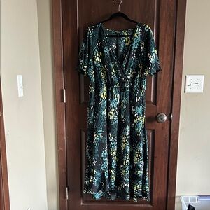 Torrid Green and Yellow Midi Dress